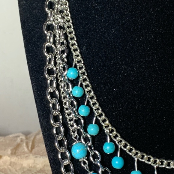 Paparazzi Turquoise Ground Forces Layered Necklace and Earrings Set - Picture 3 of 6